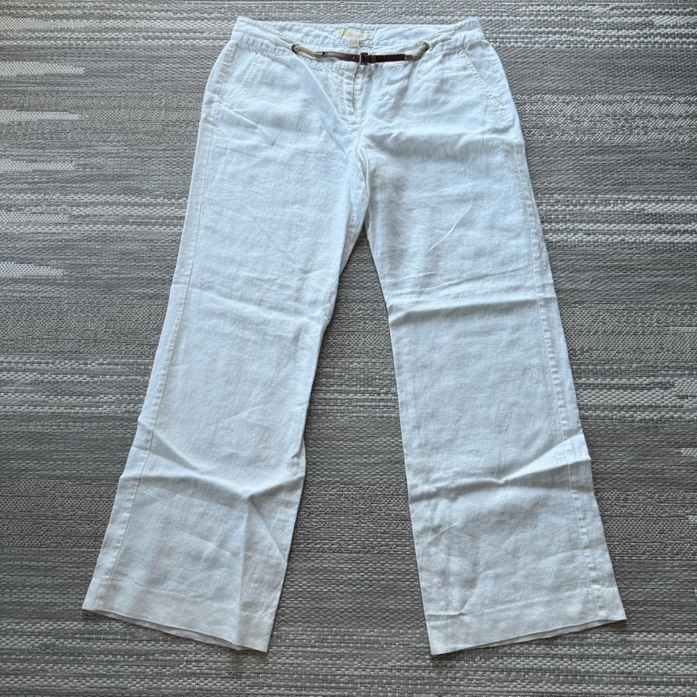 MICHAEL KORS 100% linen white pants size 10